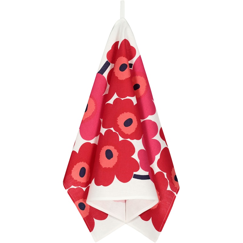 Unikko Geschirrtuch 47x70 cm 2-er Set, Weiß / Rot