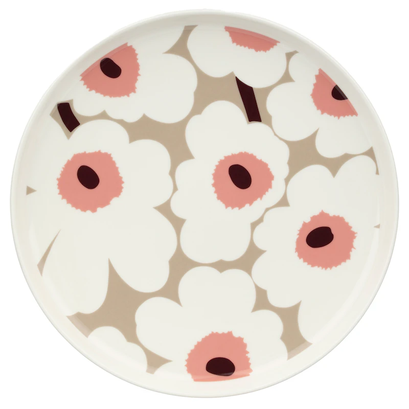 Unikko Teller Ø25 cm, Powder / Dark Wine / Clay