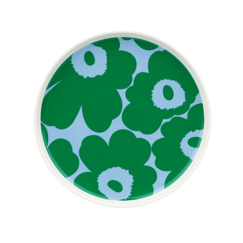 Unikko Teller 20 cm, Weiß / Grün / It Blue