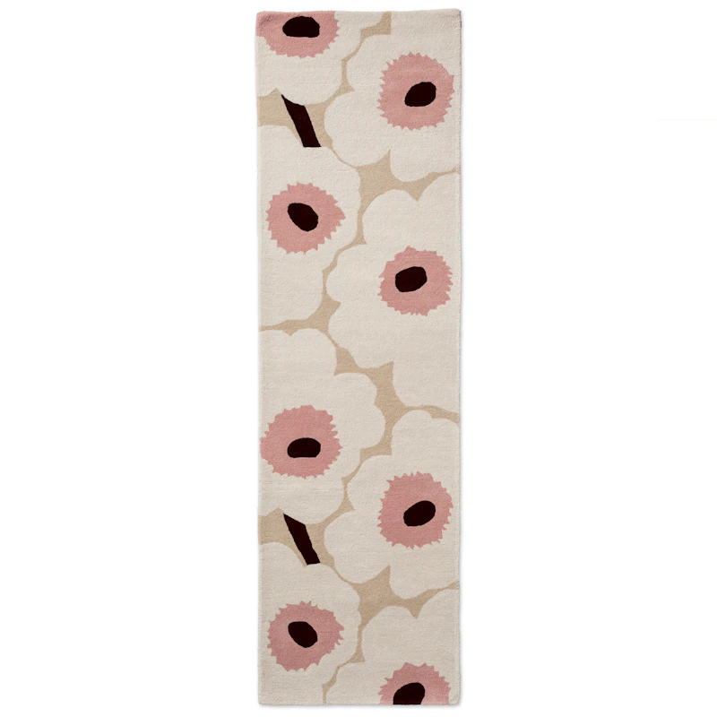 Unikko Wollteppich 70x245 cm, Beige/Rosa