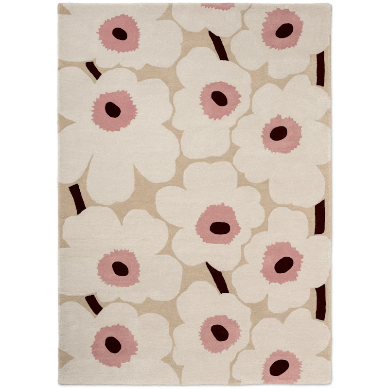 Unikko Wollteppich 170x240 cm, Beige/Rosa