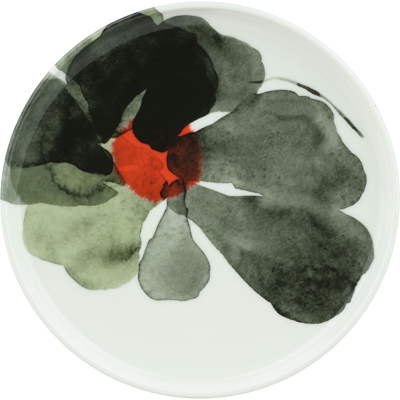 Valssi Teller 20 cm, Weiß / Waldgrün / Tomato Red