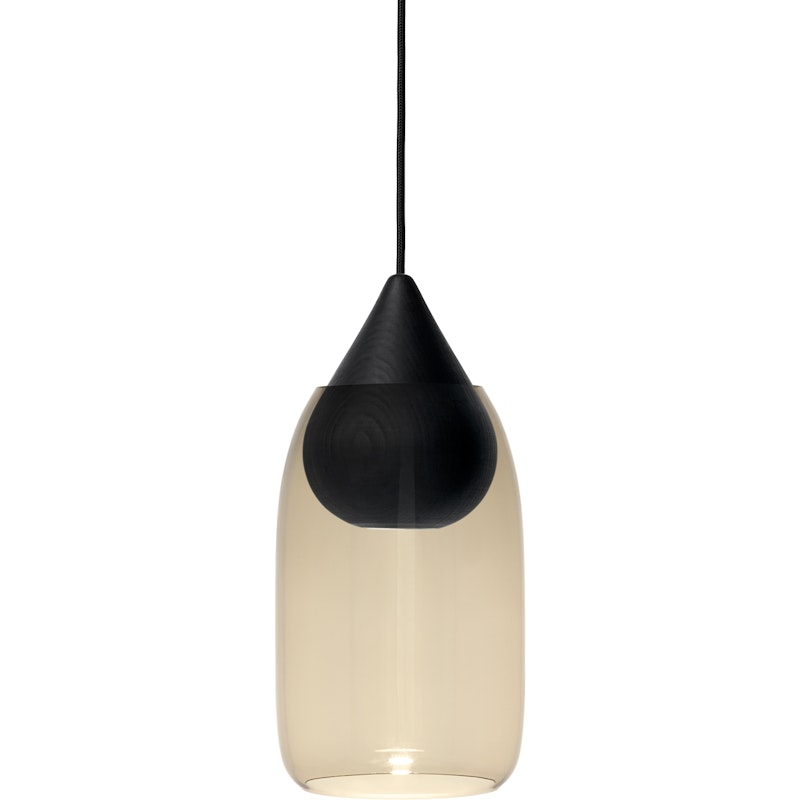Liuku Drop Hängelampe, Schwarz Gefärbt Lindenholz / Geräuchert Glas