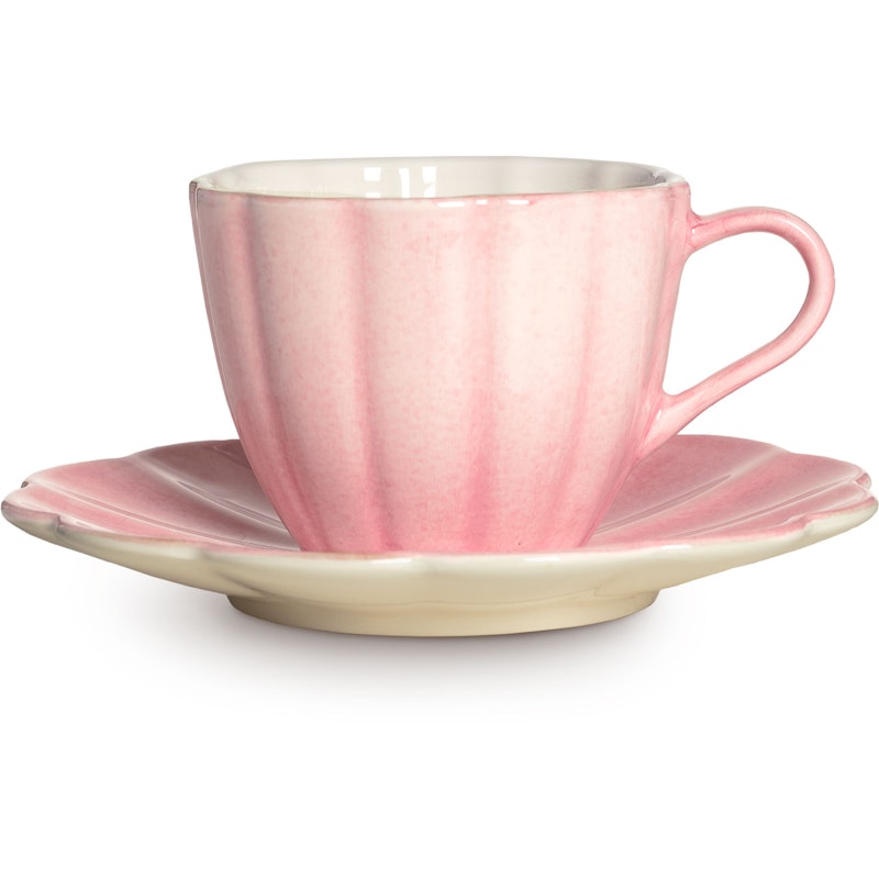 Oyster Tasse mit Unterteller 25 cl, Hell-Pink