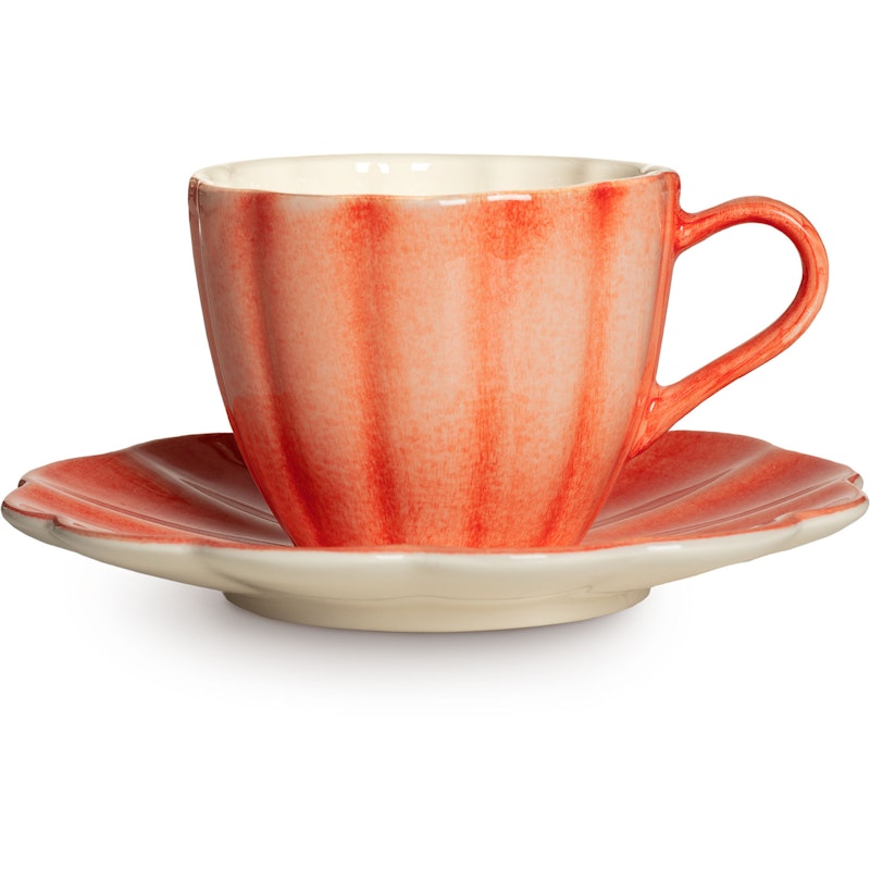 Oyster Tasse mit Unterteller 25 cl, Orange