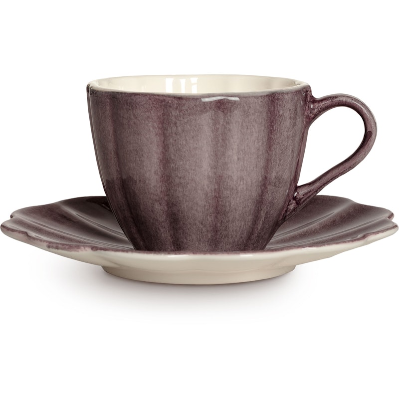 Oyster Tasse mit Unterteller 25 cl, Pflaume