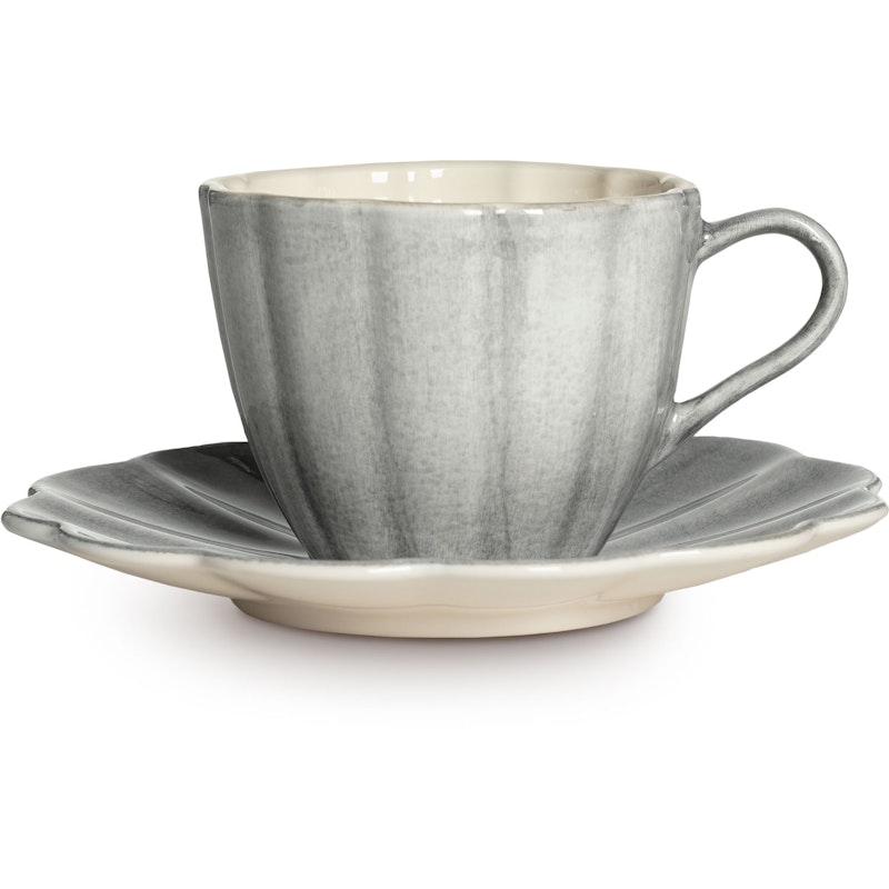 Oyster Tasse mit Unterteller 25 cl, Grau