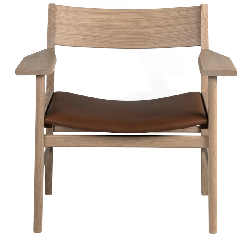 Siza Loungesessel, Weiß Pigmentierte Eiche / Cognacfarben Leder