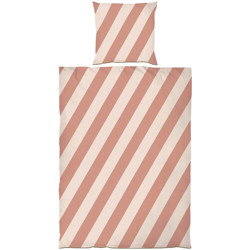 Diagonal Bettwäsche 140x220 + 60x63 cm, Sand / Brick