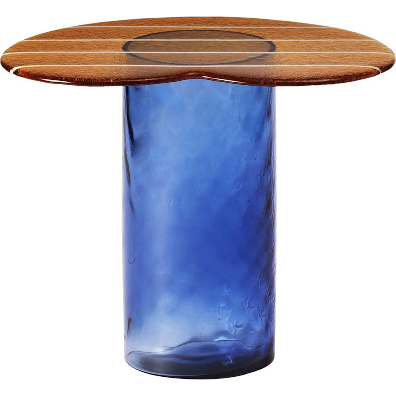 Striche Side Table, Orange / Blue
