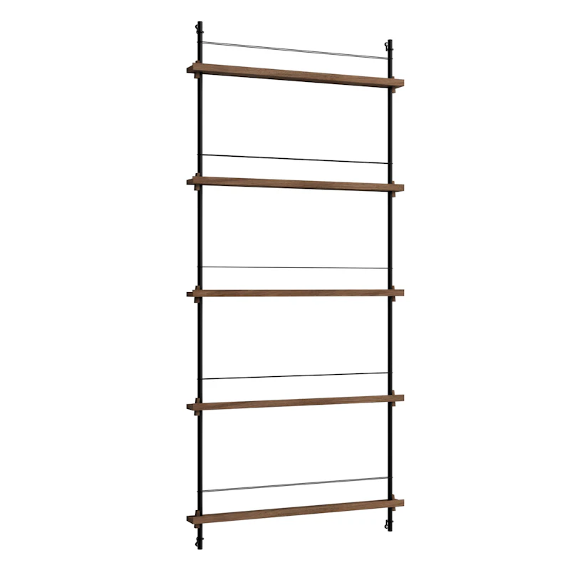 Magazine Regal 85x188 cm, Geräucherte Eiche/Schwarz