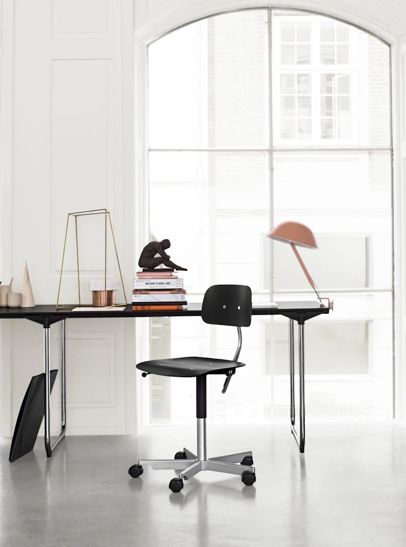 Kevi 2533 Bürostuhl, Schwarz Furnier / Poliertes Aluminium 