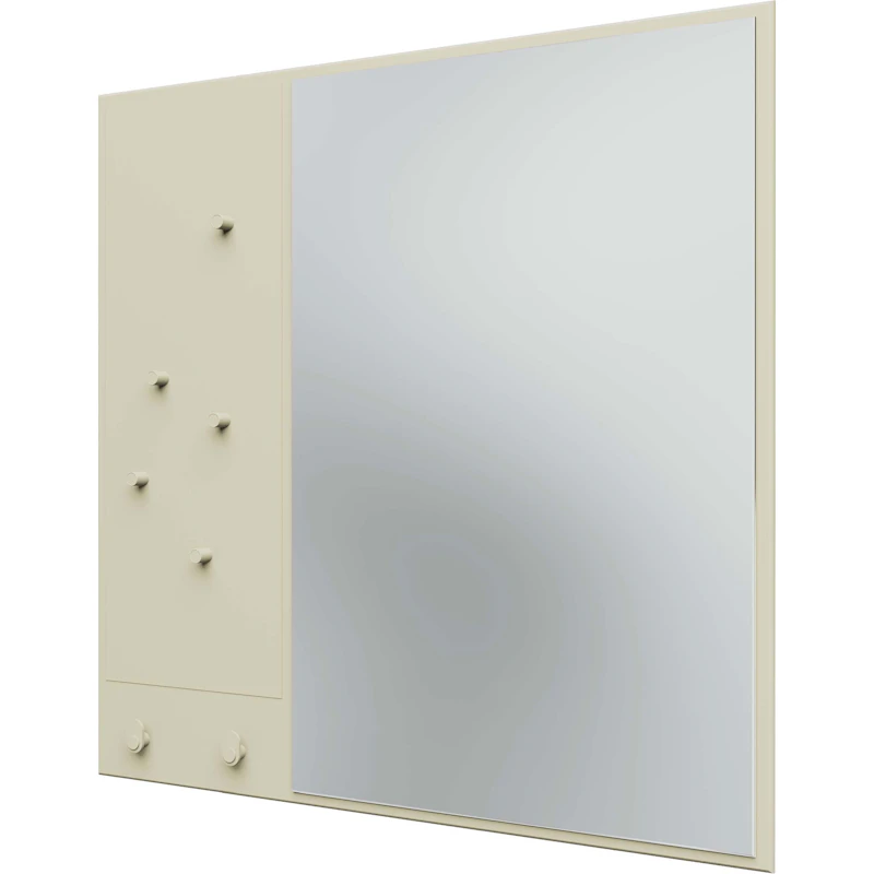 Memo Wall Mirror With Notice Board, Vanilla