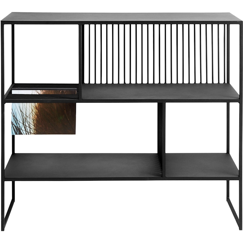 Denver Low Regal 105x90 cm, Schwarz Metall / Glas