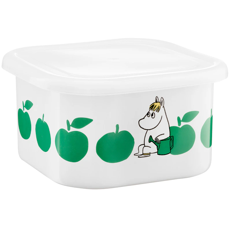 Moomin Joyfull Apples Emaille-Dose Mit Deckel 1,5 L, Grün