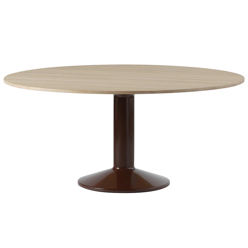 Midst Esstisch Ø160 cm, Geölte Eiche / Dunkelrot