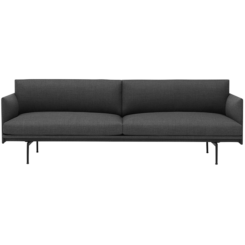 Outline Sofa 3-Sitzer, Schwarz Aluminium / Remix 163