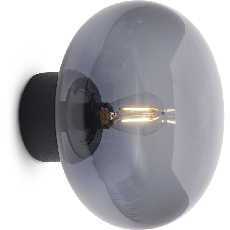 Karl-Johan Wandleuchte, Schwarz Gefärbte, Eiche / Geräuchertes Glas
