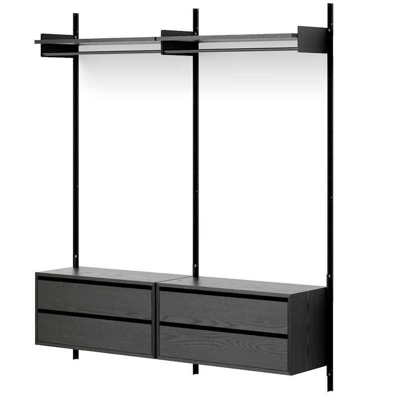 New Works Kleiderschrank-Regal 2 Schränkchen Mit Schubladen, Schwarz