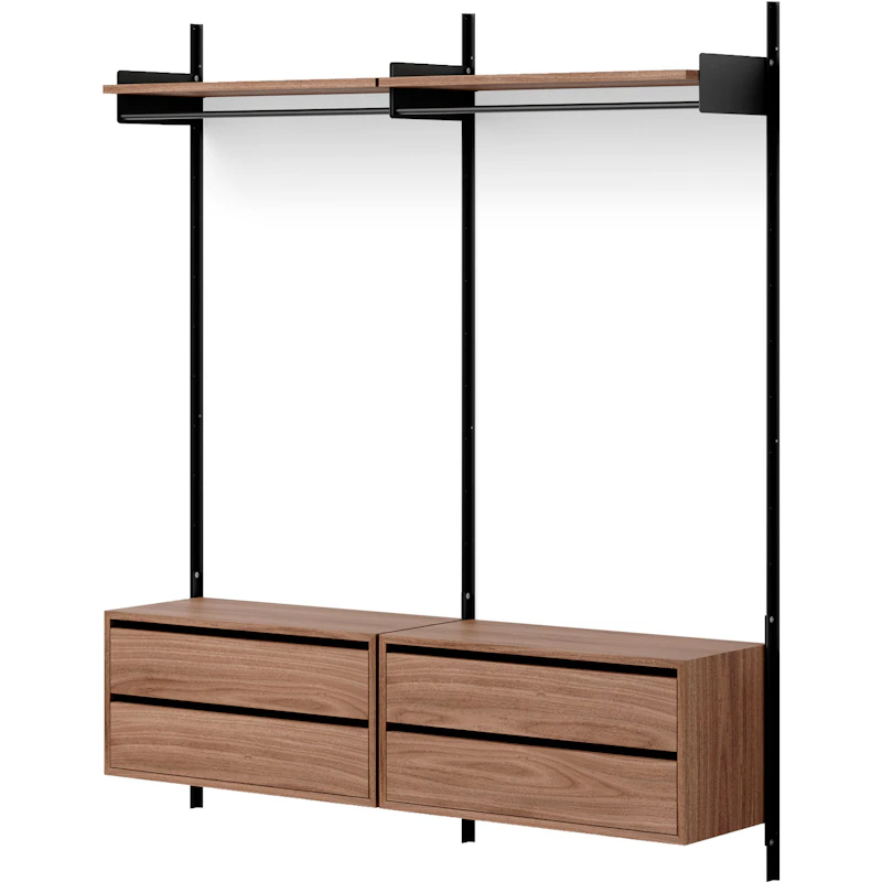 Wardrobe Wandregal 2 Schränkchen Mit Schubladen, Walnussfarben