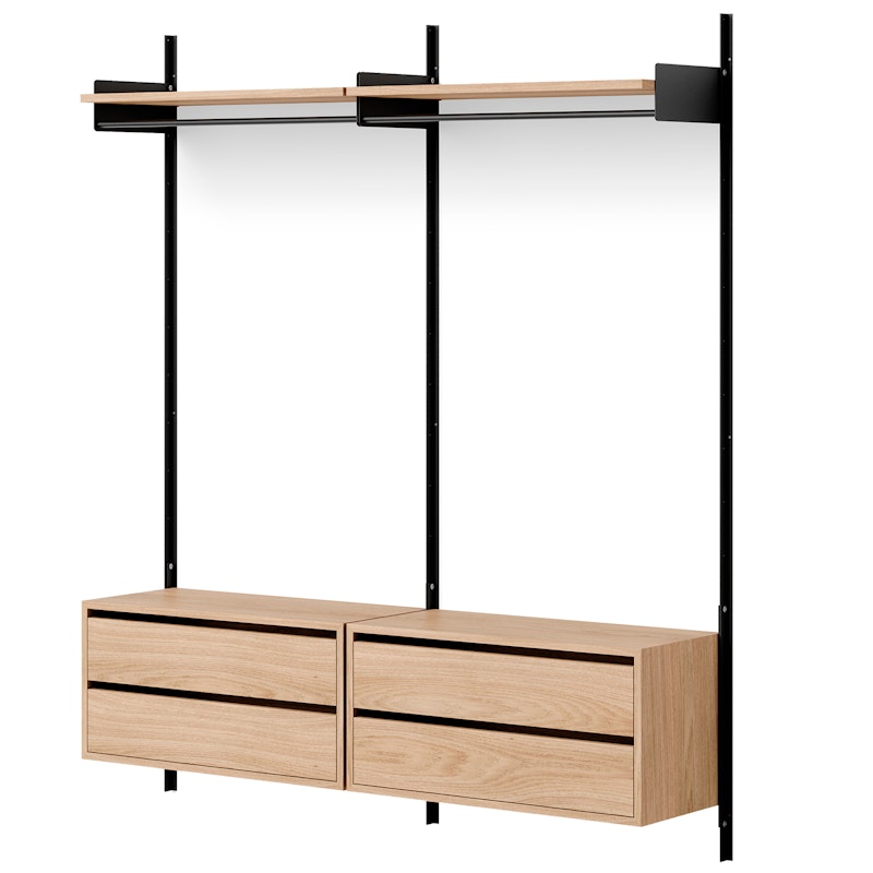 New Works Kleiderschrank-Regal 2 Schränkchen Mit Schubladen, Eiche / Schwarz