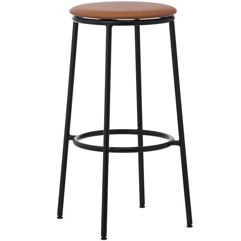 Circa Barstool 65 cm Black Steel Barhocker, Schaum In Farbe Von Braunem Leder