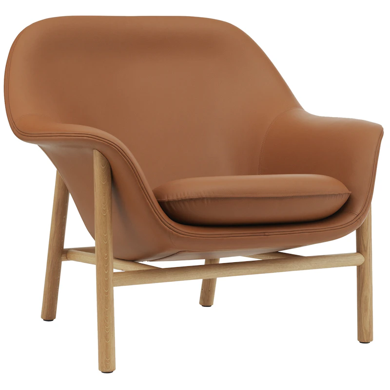 Drape Lounge Chair Low Grey Steel Sessel Schaum Aus Leder hergestellt Aus Leder hergestellt, Rahmen aus Eiche Braun