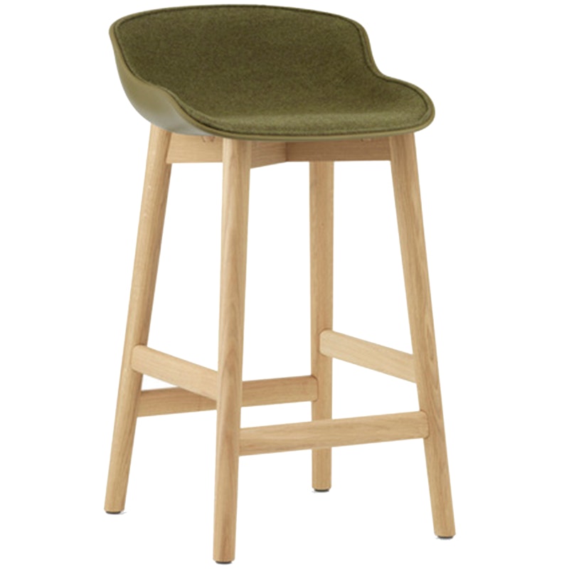 Hyg Barhocker 65 cm, Gepolsterte Vorderseite, Olive / Eiche