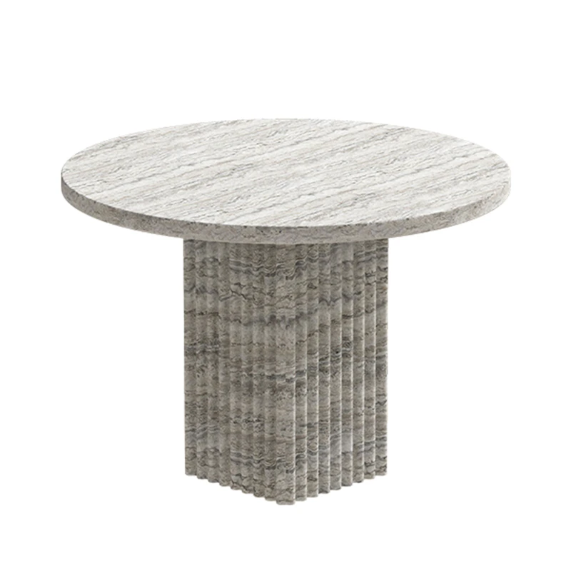Soho Coffee Table Ø50 cm, Silver Travertine