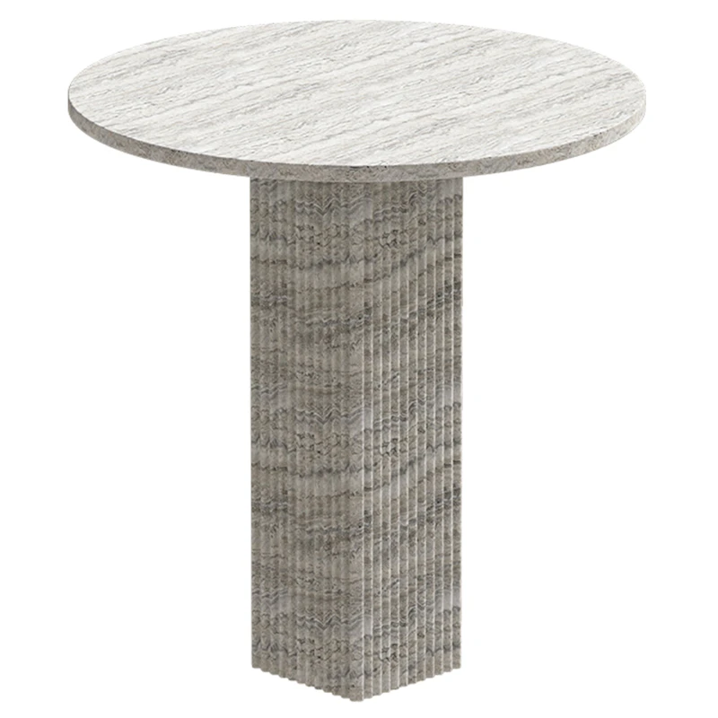 Soho Dining Table Ø80 cm, Silver Travertine