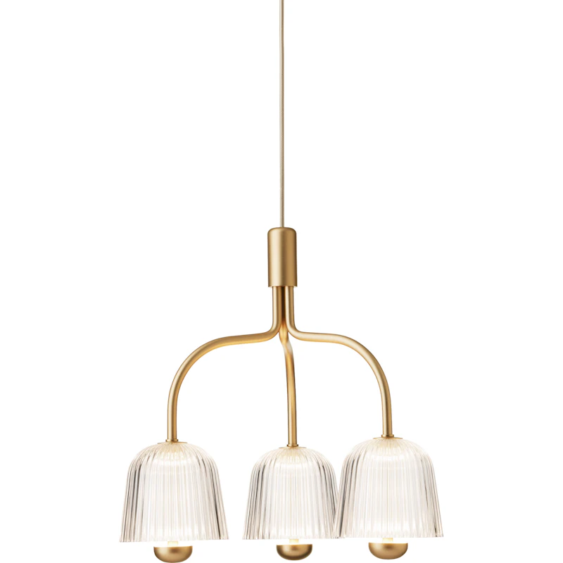 Asteea 3 Kronleuchter, Satin Brass / Transparent