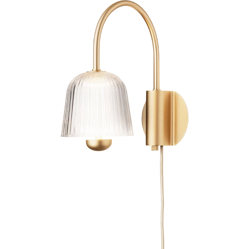 Asteea Wandleuchte, Satin Brass / Transparent