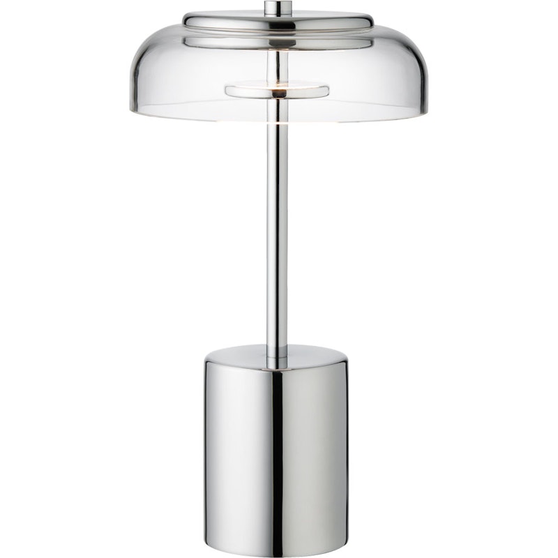 Blossi Mini Tischlampe Tragbar, Chrom / Transparent