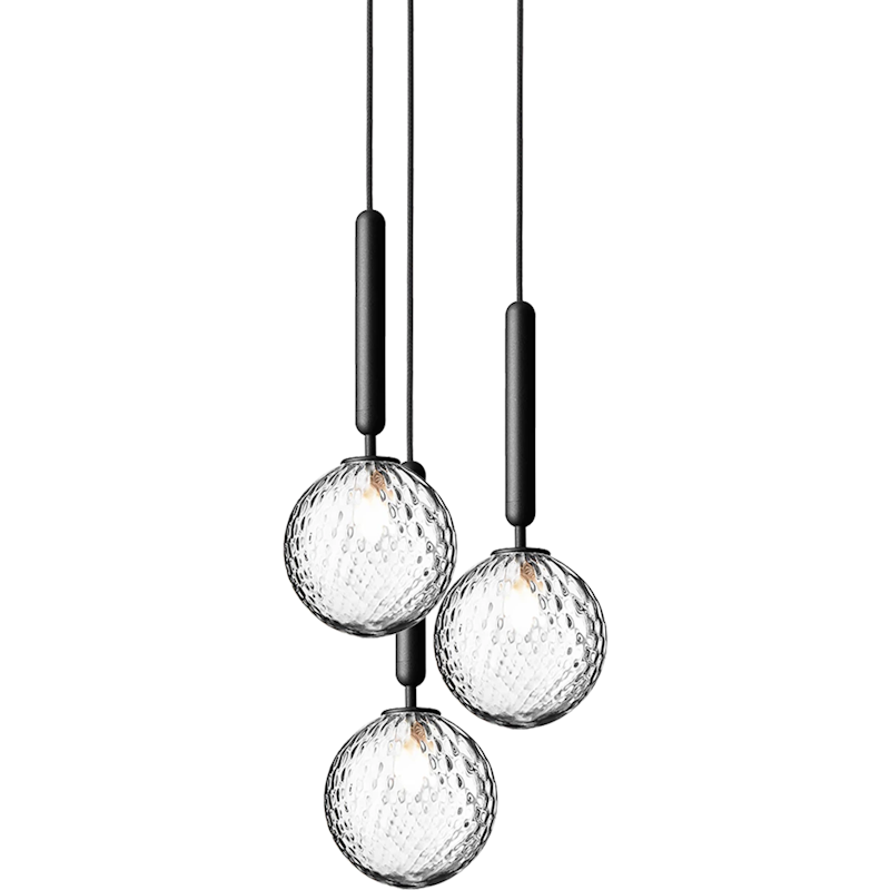 Miira 3 Kronleuchter 310 mm, Rock Grey / Transparent