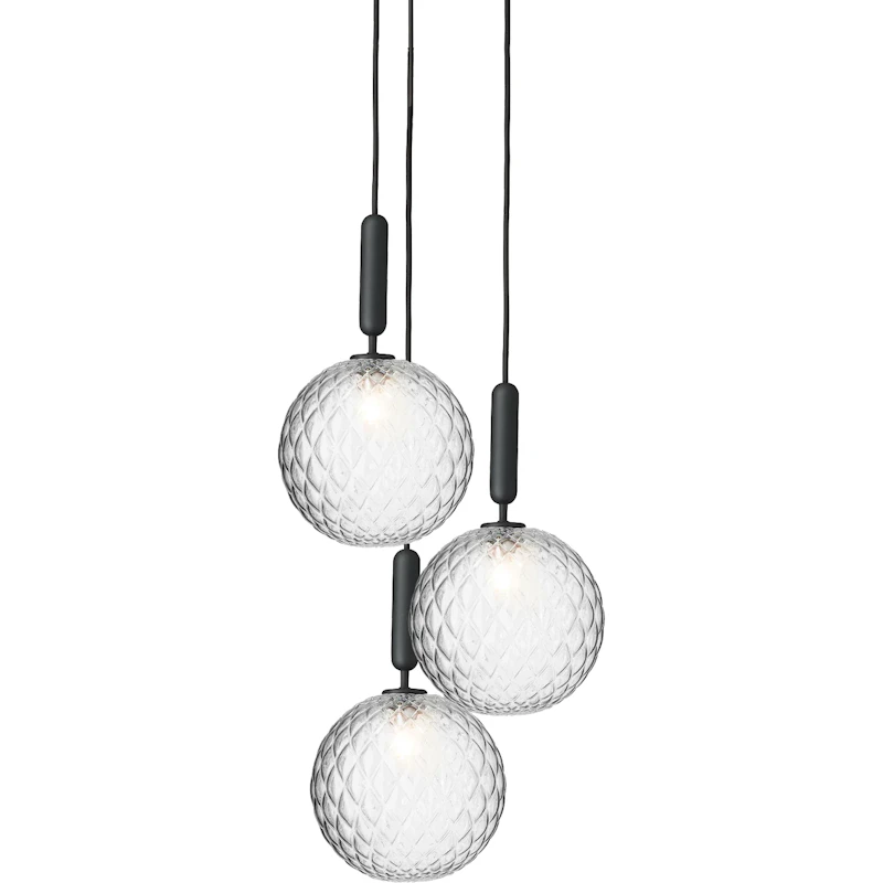 Miira 3 Kronleuchter 370 mm, Rock Grey / Transparent