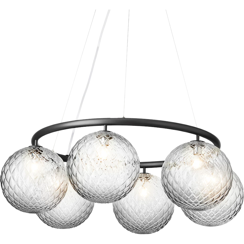 Miira 6 Circular Kronleuchter, Rock Grey / Transparent