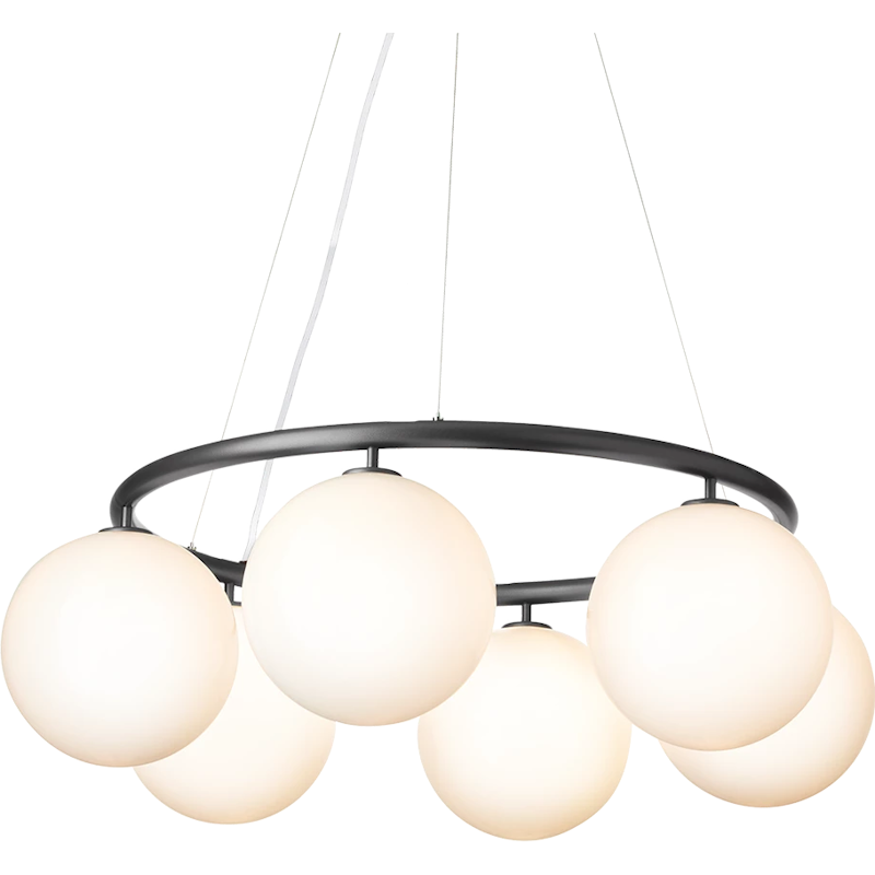 Miira 6 Circular Kronleuchter, Rock Grey / Opal