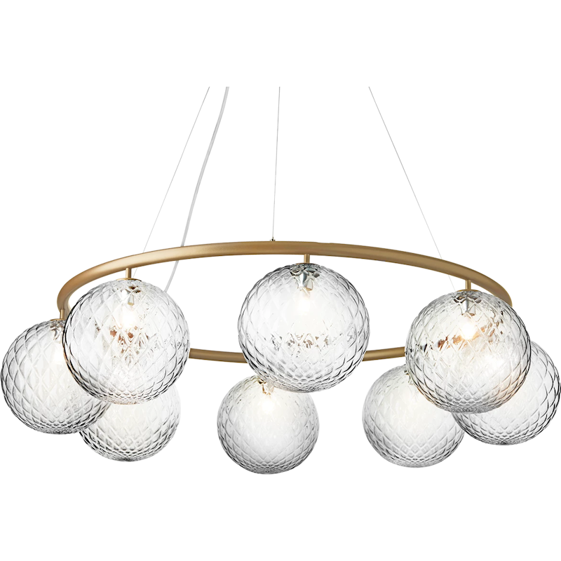 Miira 8 Circular Kronleuchter, Messing / Transparent