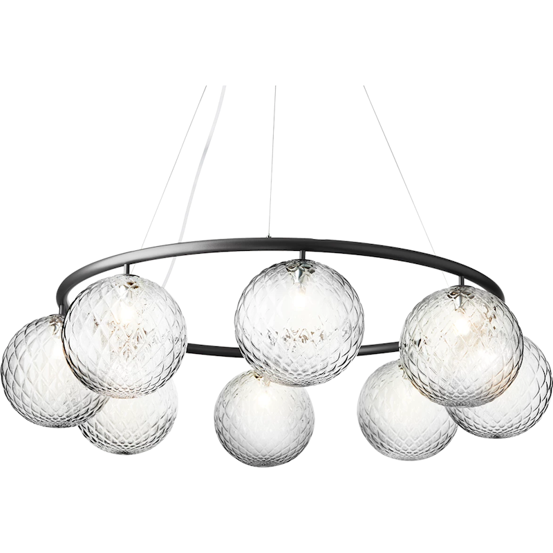 Miira 8 Circular Kronleuchter, Rock Grey / Transparent