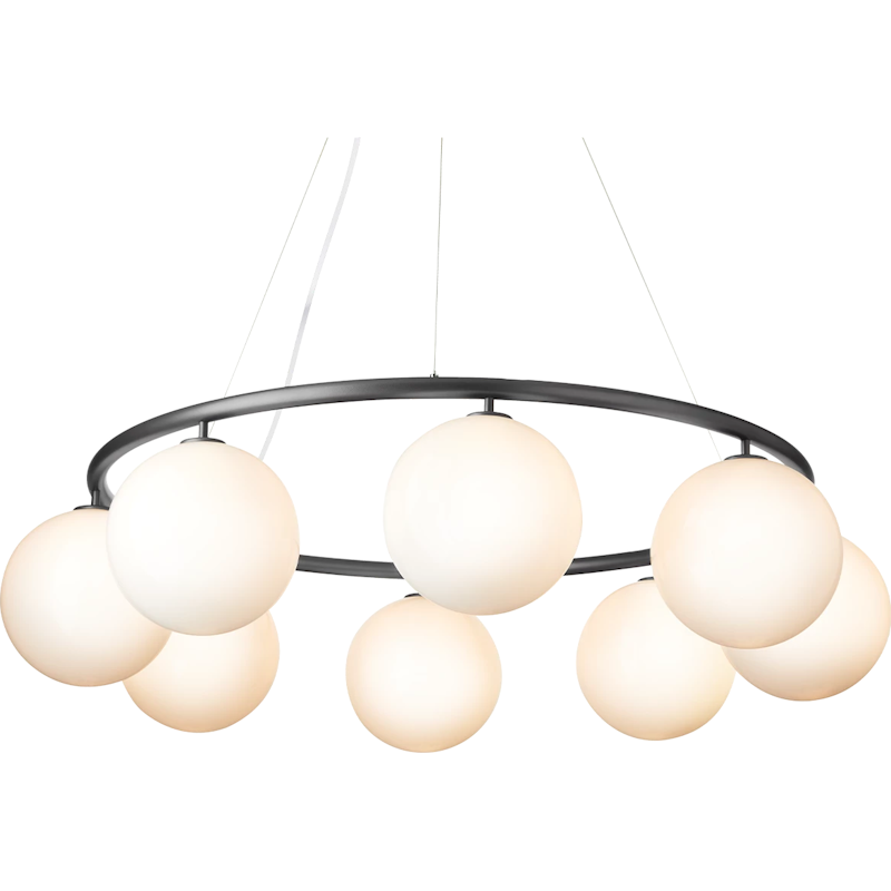 Miira 8 Circular Kronleuchter, Rock Grey / Opal