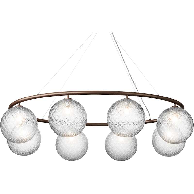 Miira 8 Oval Kronleuchter, Dark Bronze / Transparent