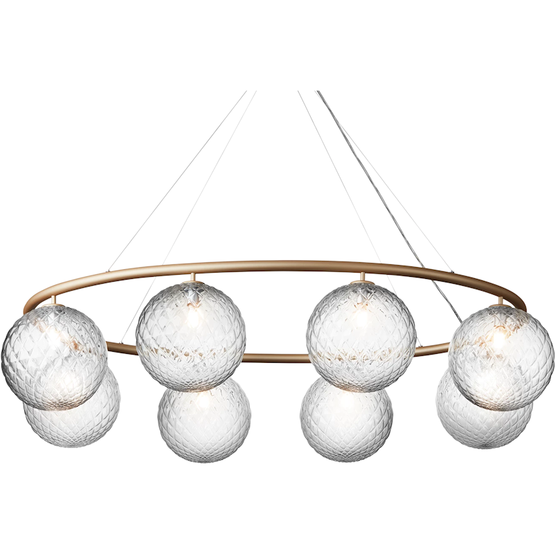 Miira 8 Oval Kronleuchter, Messing / Transparent
