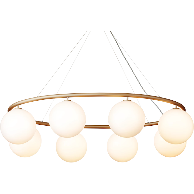 Miira 8 Oval Kronleuchter, Messing / Opal