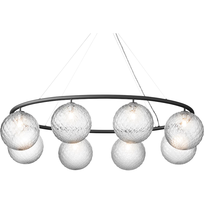Miira 8 Oval Kronleuchter, Rock Grey / Transparent