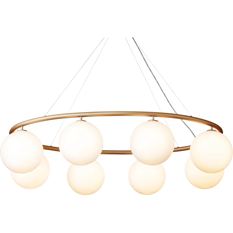 Miira 8 Oval Kronleuchter, Messing / Opal