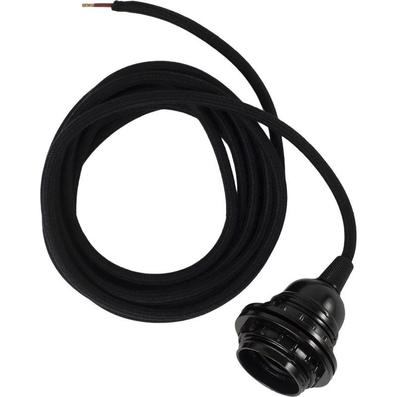 Textilkordel Mit Fassung, Schwarz