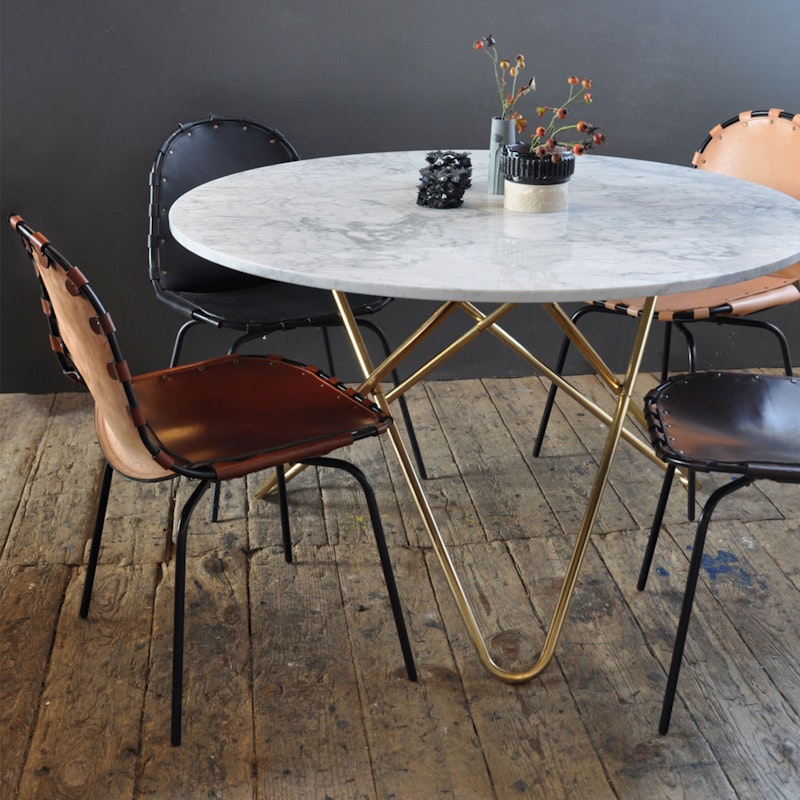 Big O Dining table Brass frame Green marble RoyalDesign