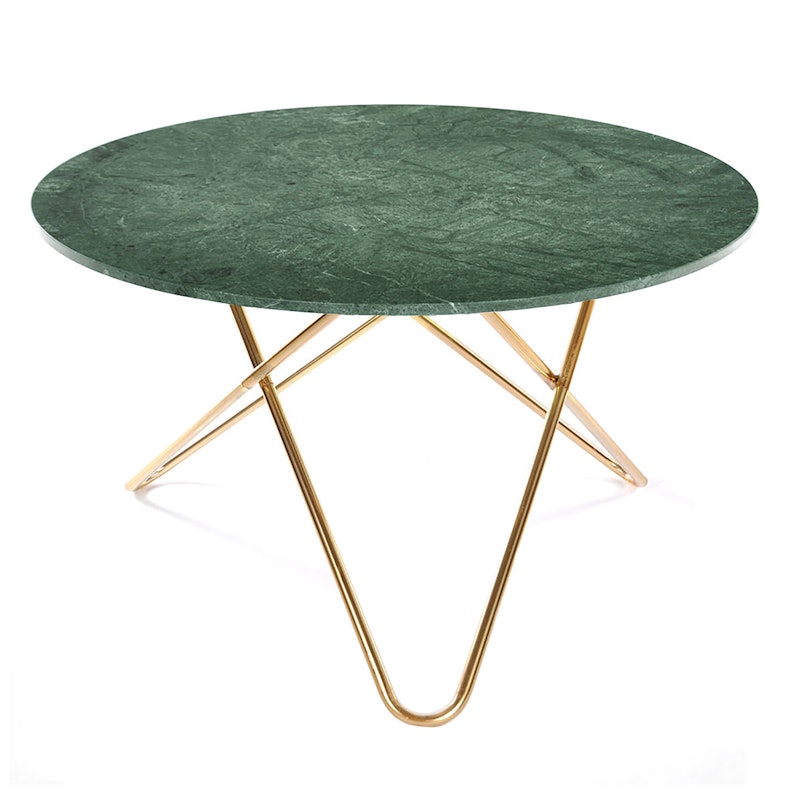 Big O Dining table Brass frame Green marble