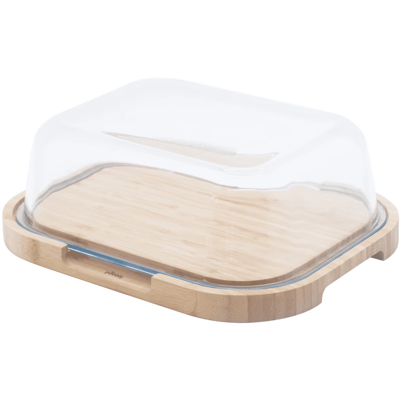 Käseglocke 21,5x27 cm, Bambus / Glas