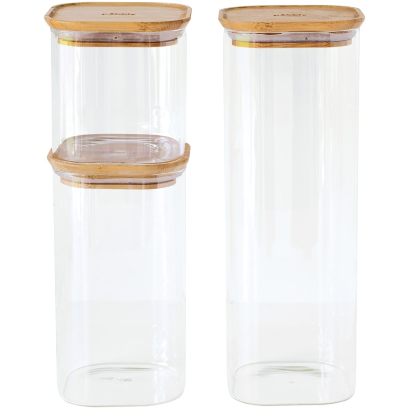 Glasgefäße Mit Deckel 3-er Set, 80/140/220 cl